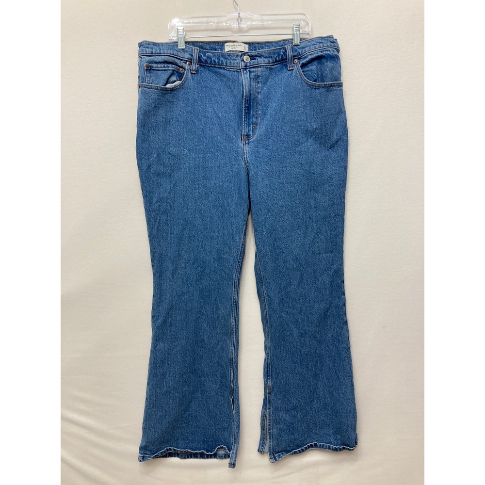 Abercrombie & Fitch The Vintage Flare Jeans Size 18 Blue High Rise Side Slit Hem